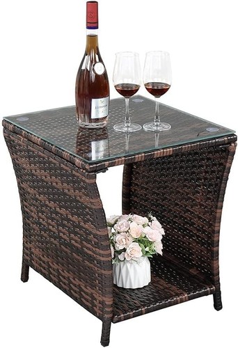 Wicker rattan side table - side,